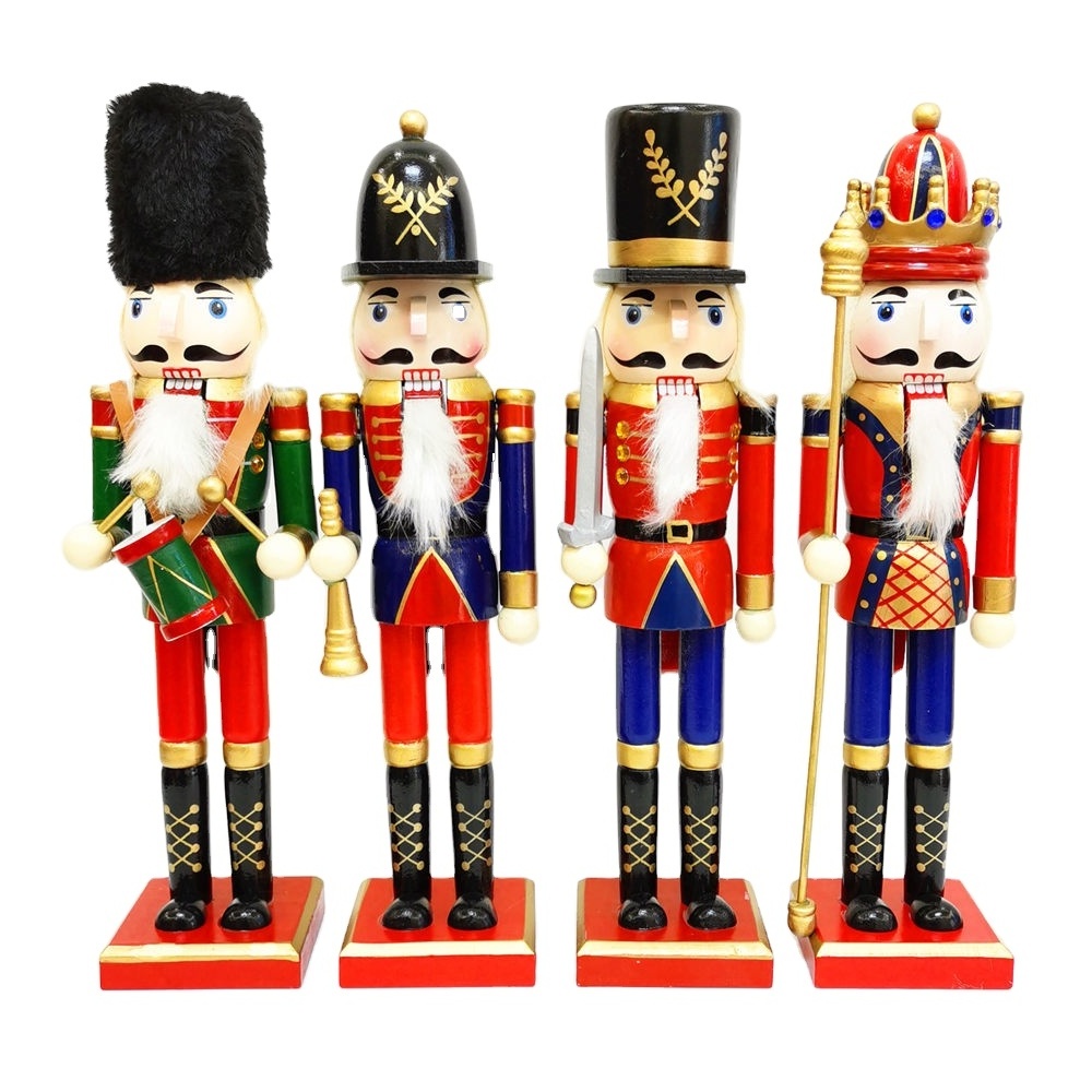 30cm red nutcracker wooden crafts creative christmas decoration home decor ornaments christmas gifts handmade red nutcracker