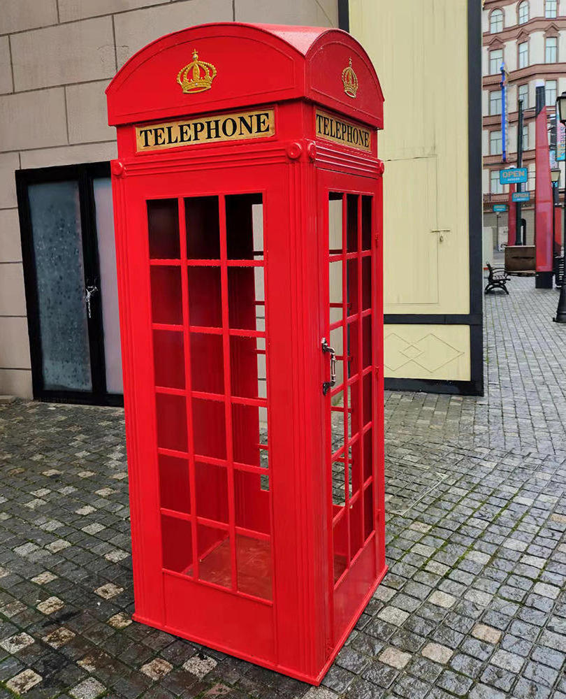 London Telephone Booth Antique Blue Floral Telephone Booth Wedding Decor Outdoor Telephone Booth with Artificial flower