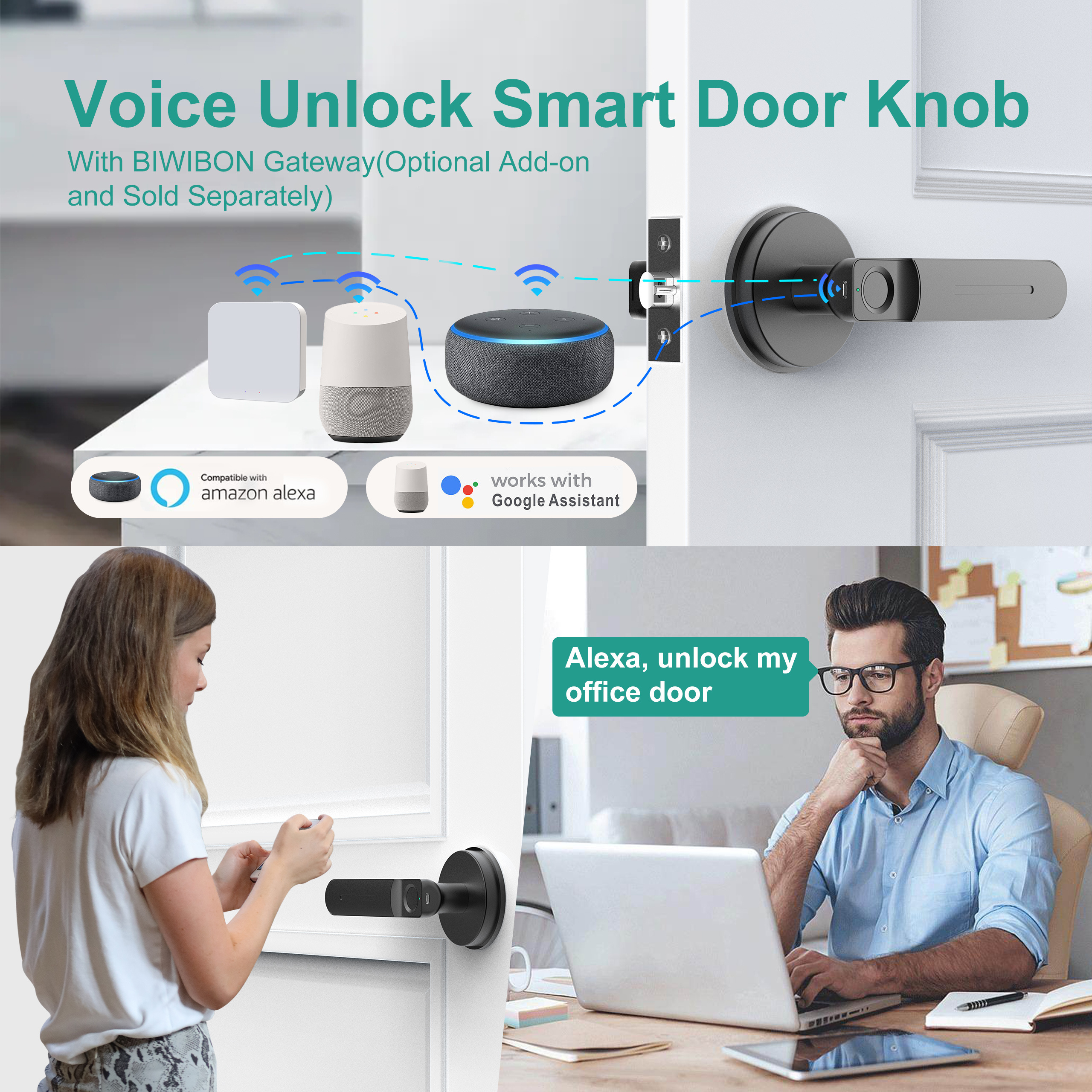 Foxgard Fingerprint Door Knob with Handle Keypad, Keyless Entry Childproof, Security Without Network, Smart Lock for Bedroom