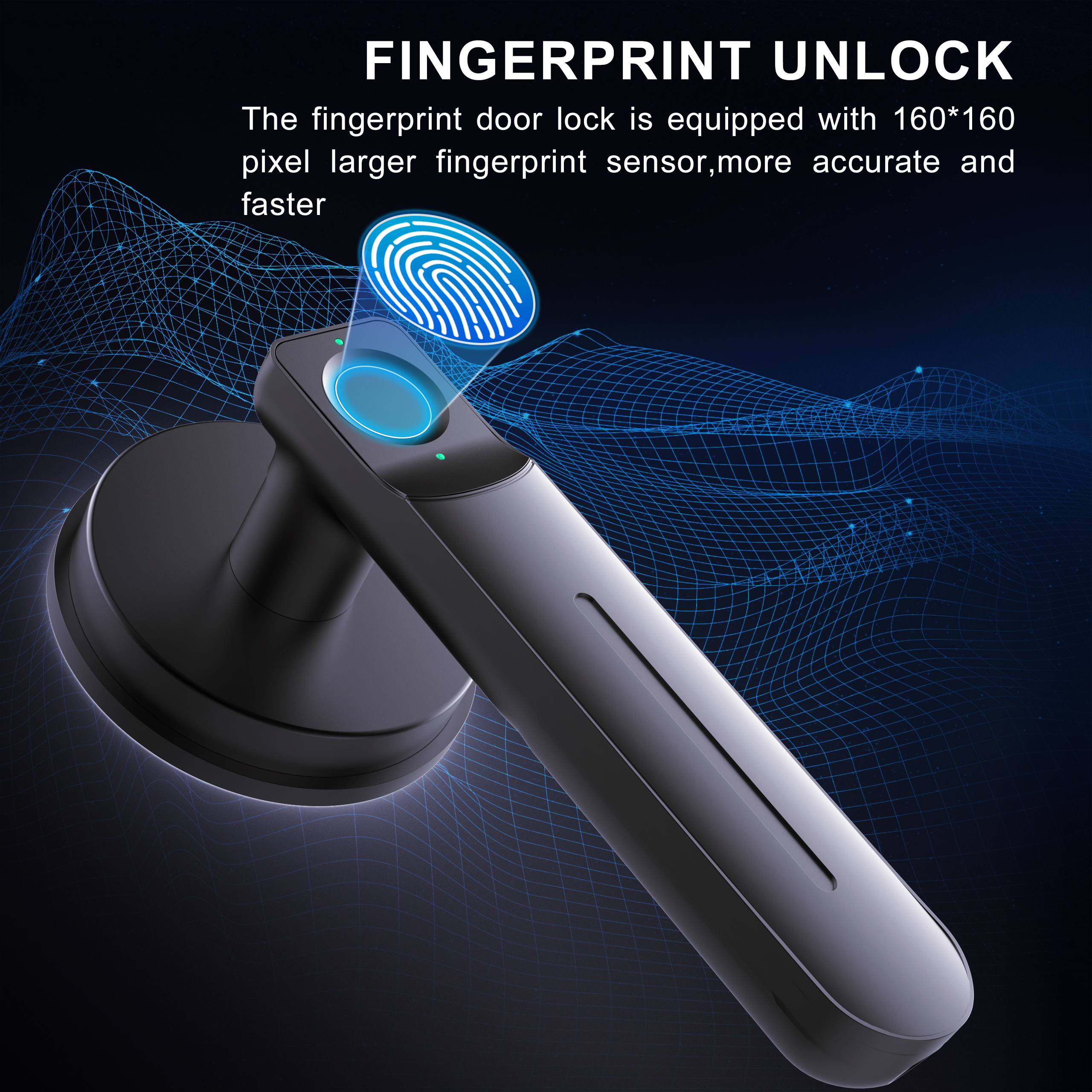 Foxgard Fingerprint Smart Door Lock with Handle, Biometric Fingerprint Deadbolt, Keyless Entry Door Lock, Emergency Charging