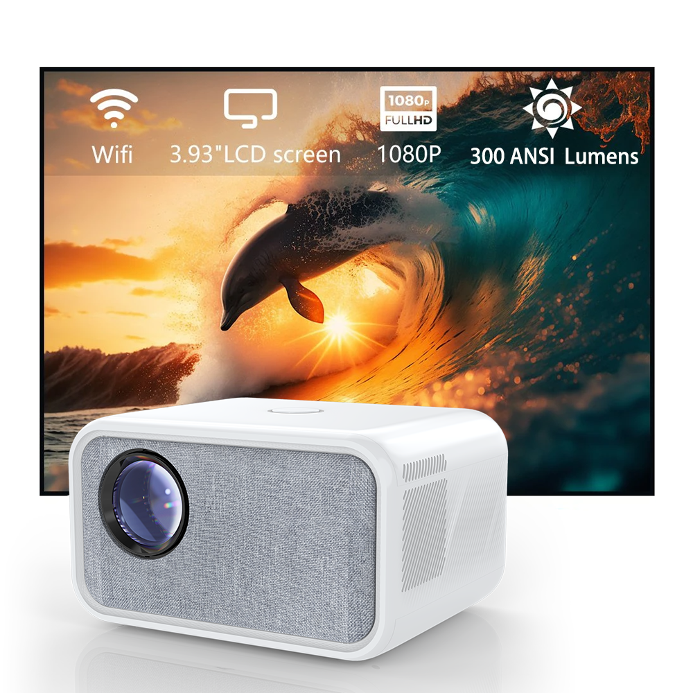 Foxgard Native 1080P 5G WiFi Projector with Bluetooth Smart HD 4k Home Theater Projector Wireless Outdoor LCD Android Projector