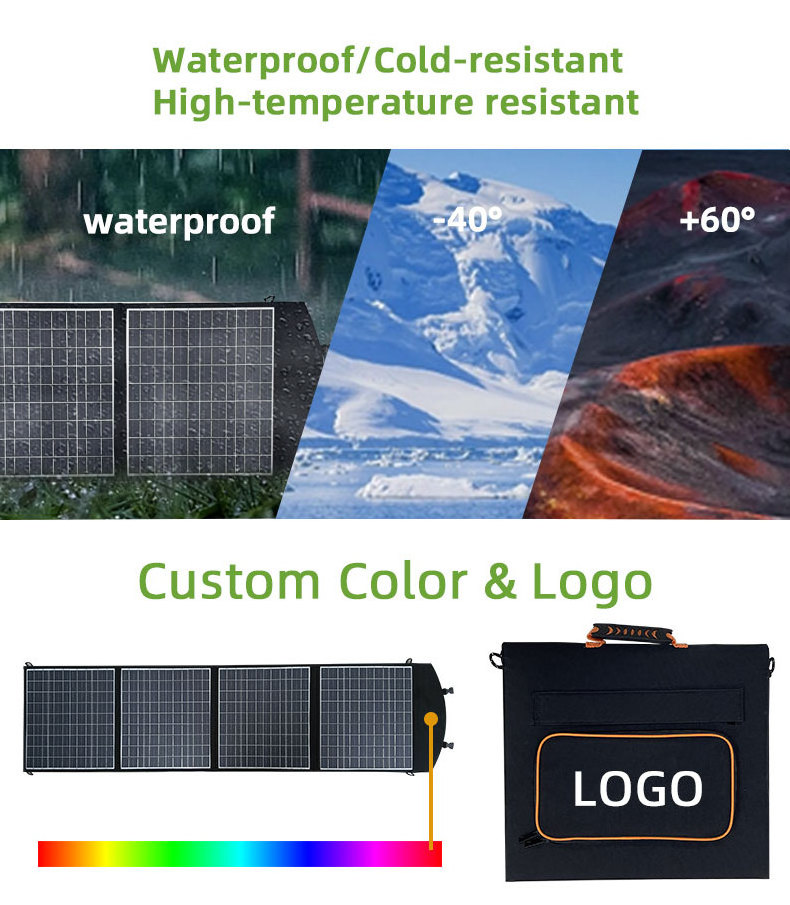 Portable Outdoor 60w 100W 165w 220w Fabric Mono Flexible Solar Panel For Mobile Phone Charging Emergency Folding Solar Charge