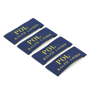 Customized Woven Label  Washing Care Label for Garment soft touch smooth edge multi-language Clothing Label with Yellow logo