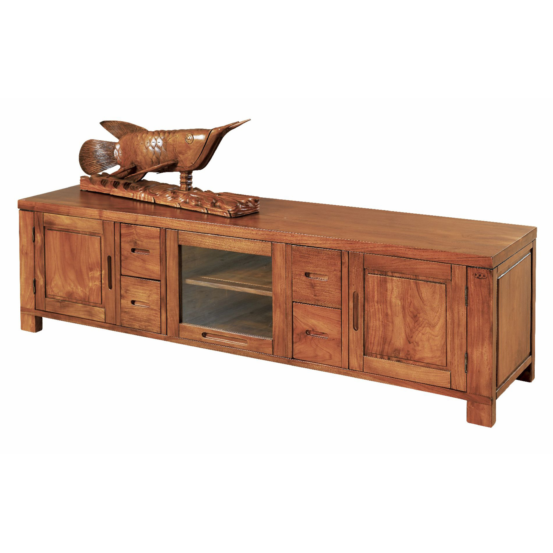 Magnificent Classic Teak TV Cabinet with 7 Feet, 3 Doors and 4 Drawers for Living Room