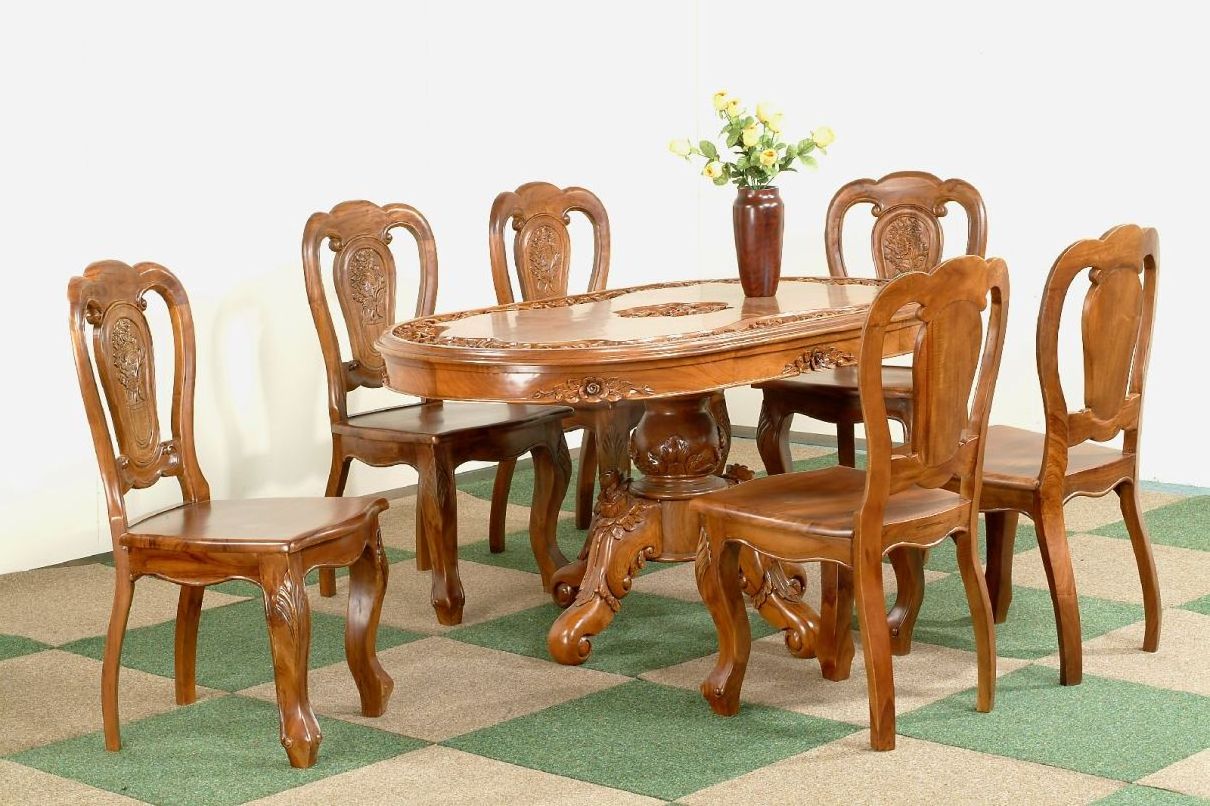 Gorgeous Elegant Orchid Carved Teak Dining Chair for Restaurant and Dining Room