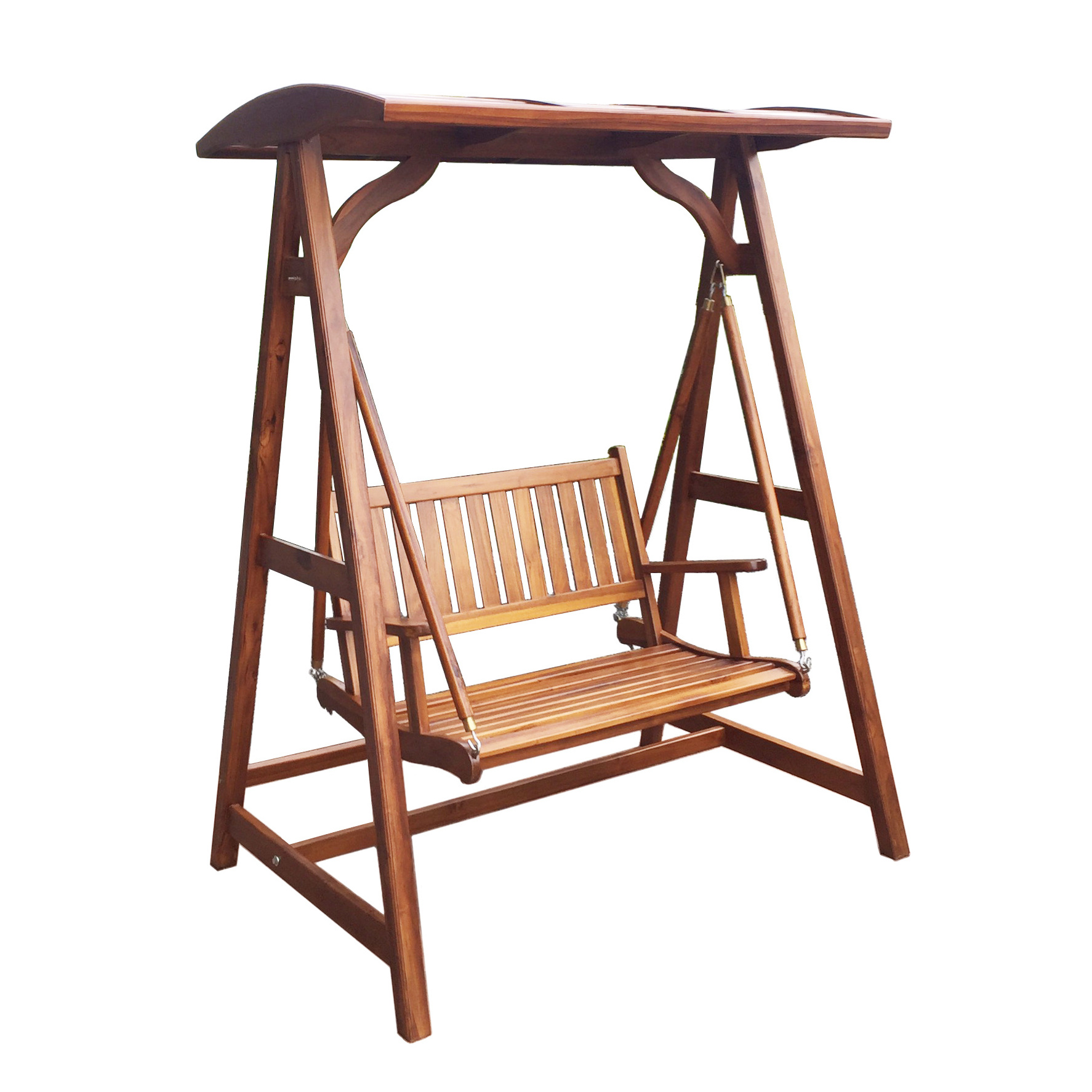 Enjoying Vacation Vibe with a Sunshielded Teak Outdoor Swing Chair for Your Patio, Balcony and Garden