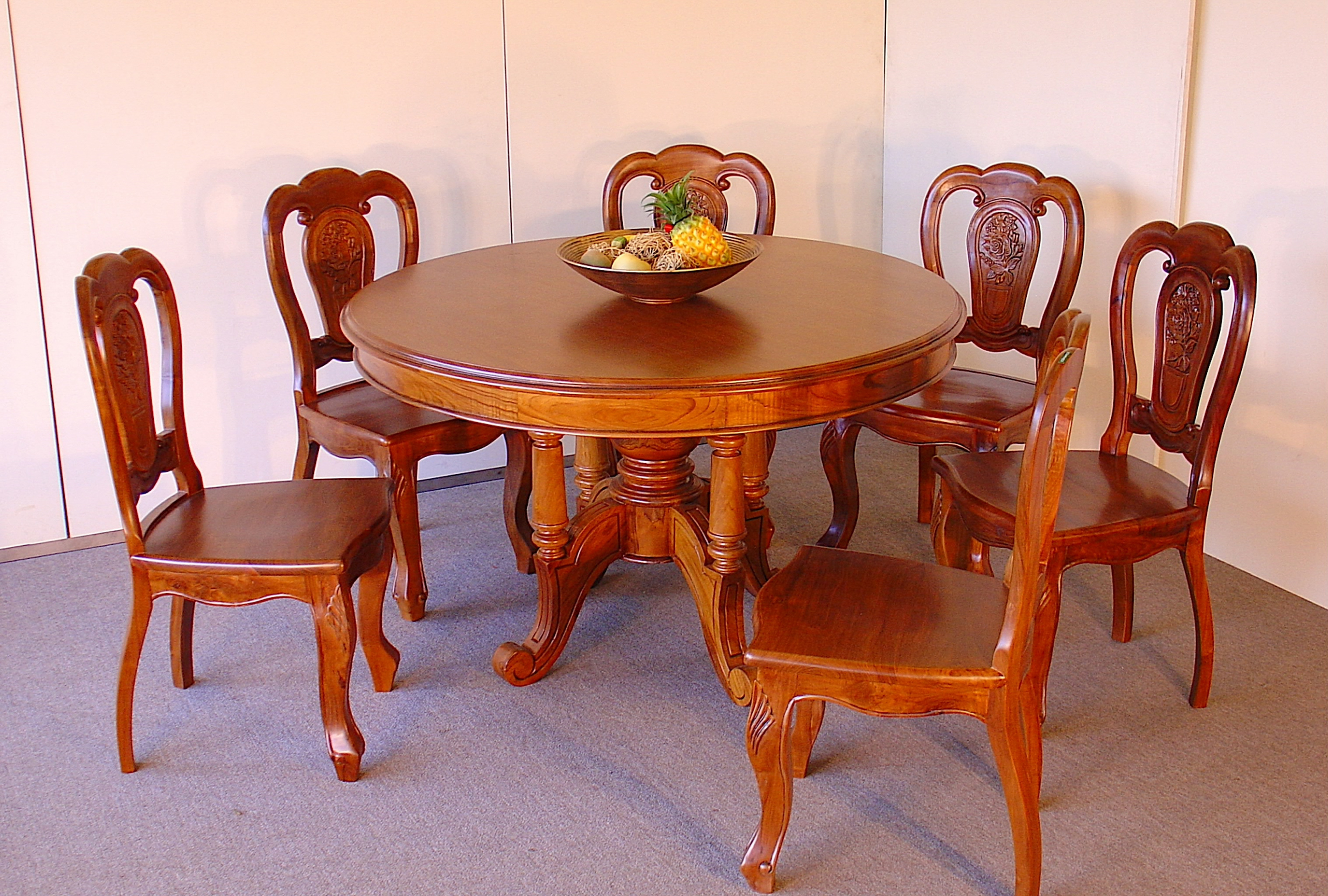 Gorgeous Elegant Orchid Carved Teak Dining Chair for Restaurant and Dining Room