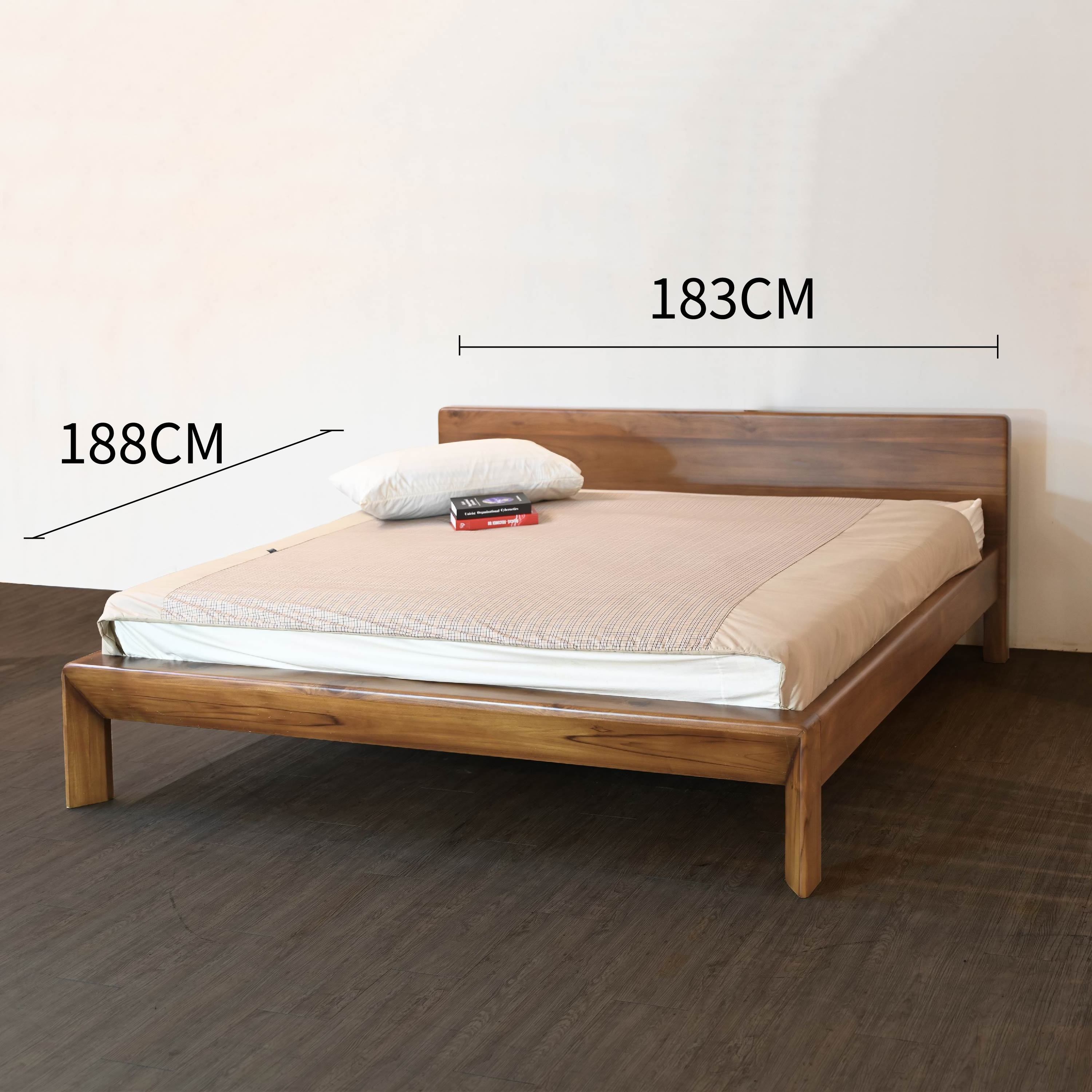 Elegant and Modern Low-Back Teak Chinese Wooden Bed for Bedroom  chinese wooden bed