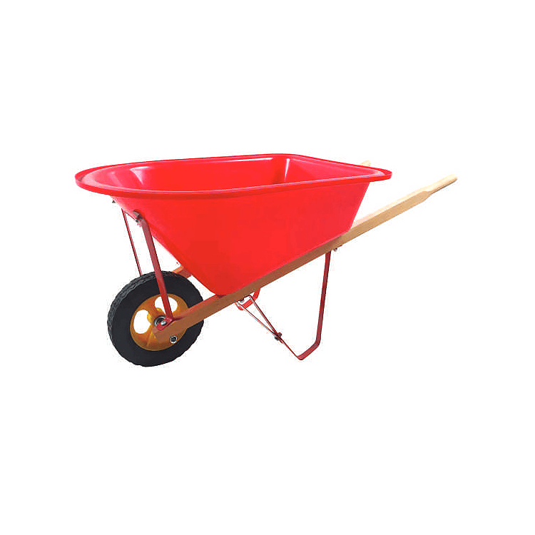 rubber hand grips plastic wheel outdoor kids toy metal tray wheelbarrow