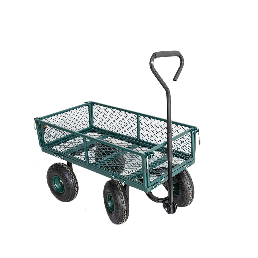 Mesh Foldable Steel Tool Garden Cart Wagon  Outdoor Gardening Cart Hand Trolley Cart