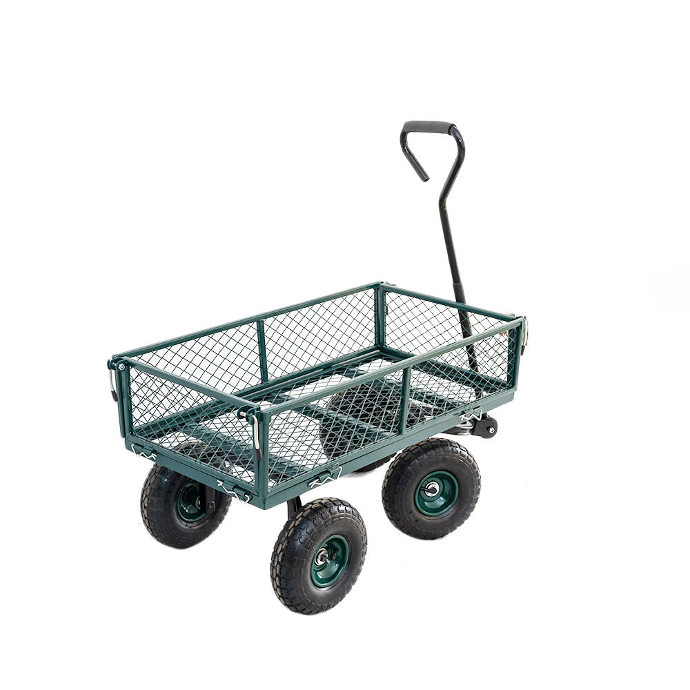 Mesh Foldable Steel Tool Garden Cart Wagon  Outdoor Gardening Cart Hand Trolley Cart