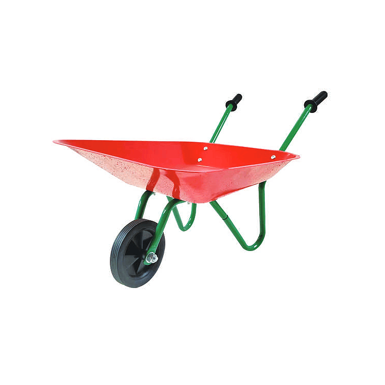 rubber hand grips plastic wheel outdoor kids toy metal tray wheelbarrow