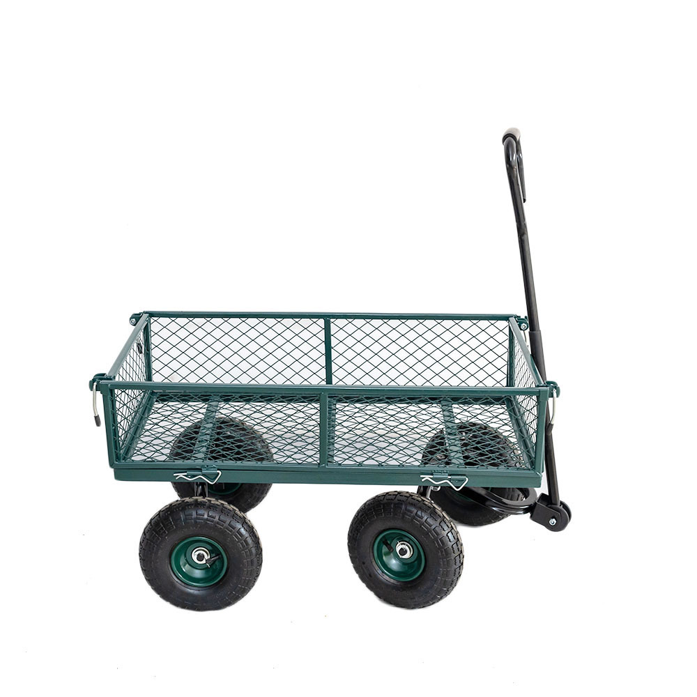 Mesh Foldable Steel Tool Garden Cart Wagon  Outdoor Gardening Cart Hand Trolley Cart