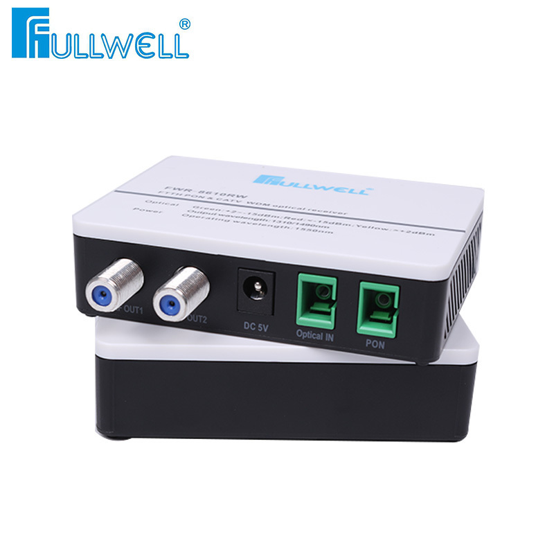 Fullwell 2 RF dual outputs Mini  FTTH WDM CATV active AGC Optical Receiver Node Module mini node converter