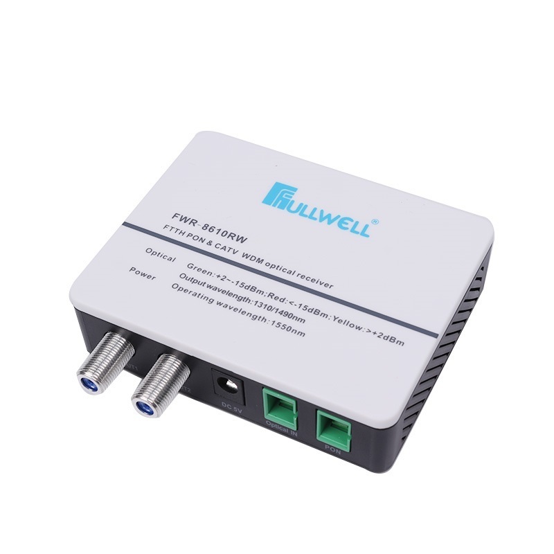 Fullwell 2 RF dual outputs Mini  FTTH WDM CATV active AGC Optical Receiver Node Module mini node converter