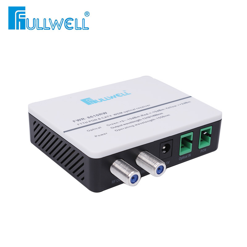 Fullwell 2 RF dual outputs Mini  FTTH WDM CATV active AGC Optical Receiver Node Module mini node converter