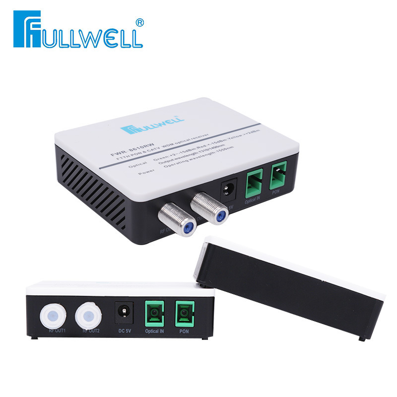 Fullwell 2 RF dual outputs Mini  FTTH WDM CATV active AGC Optical Receiver Node Module mini node converter