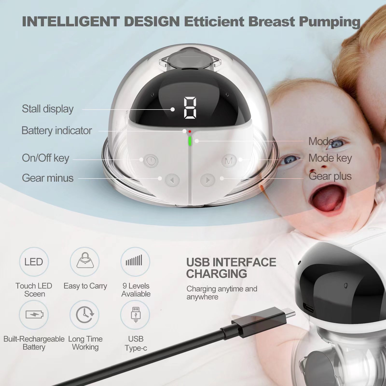 borstkolf cordless electric milk puller double electric breast pump milk extractor tire lait breastpump breast pump