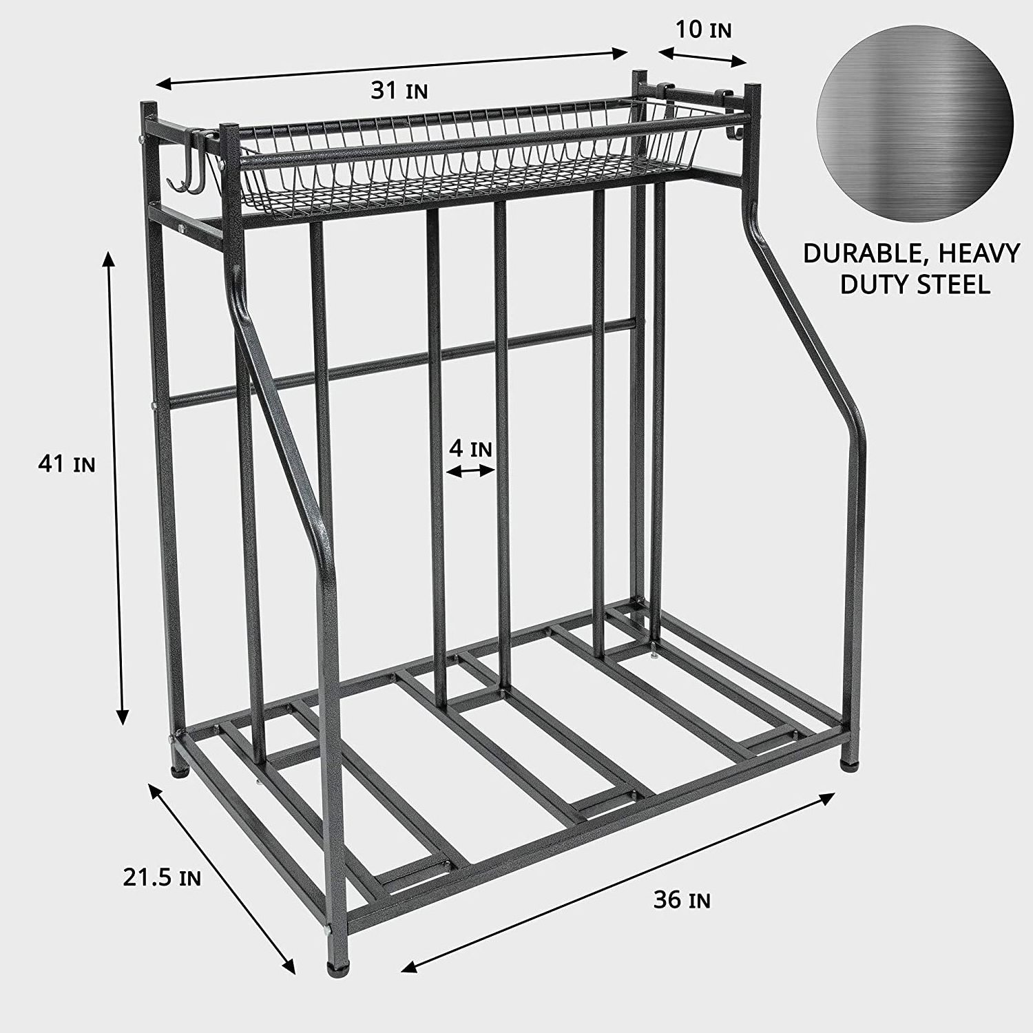 BSR04A Metal Stability Freestanding Bike Rack Organizer, 3 Bicycle Floor Parking Stand, Bike Storage Rack