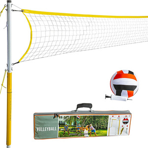 VN03A Custom Length Volleyball Net and Ball Set, Portable Stand With Net Set Equipment Standard Poles