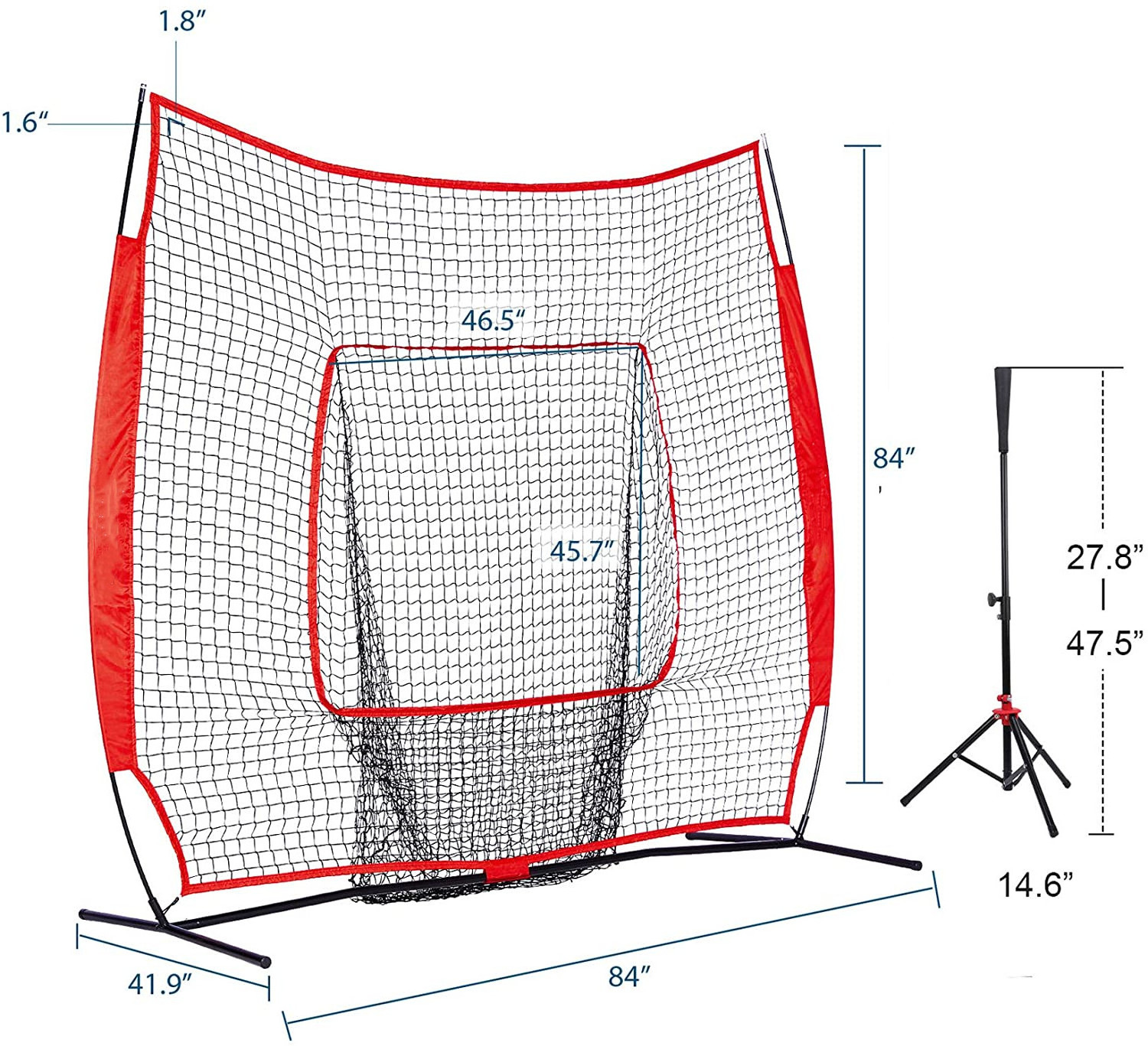 JBN004D Low Price Hot Selling 7x7 Feet Portable Hitting Batting Training Net with Baseball Softball Batting Tee