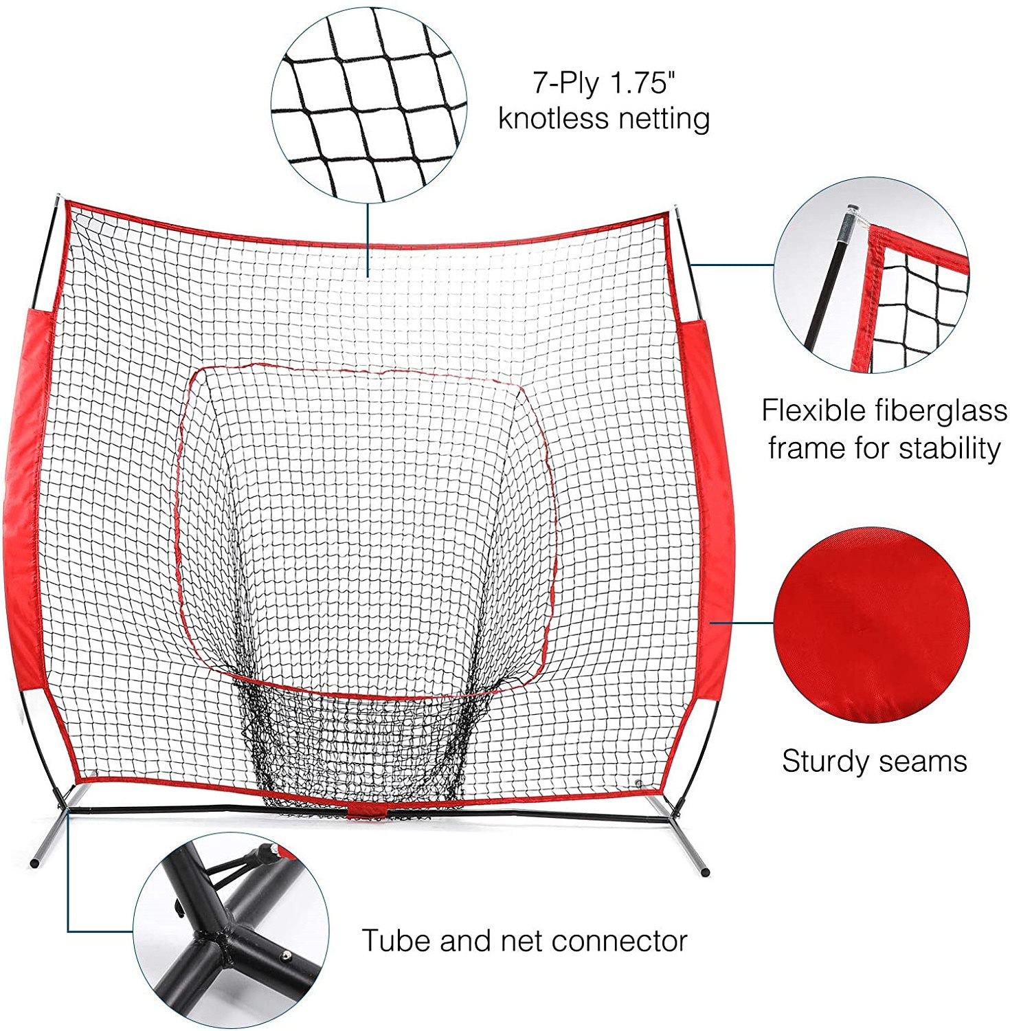 JBN004D Low Price Hot Selling 7x7 Feet Portable Hitting Batting Training Net with Baseball Softball Batting Tee