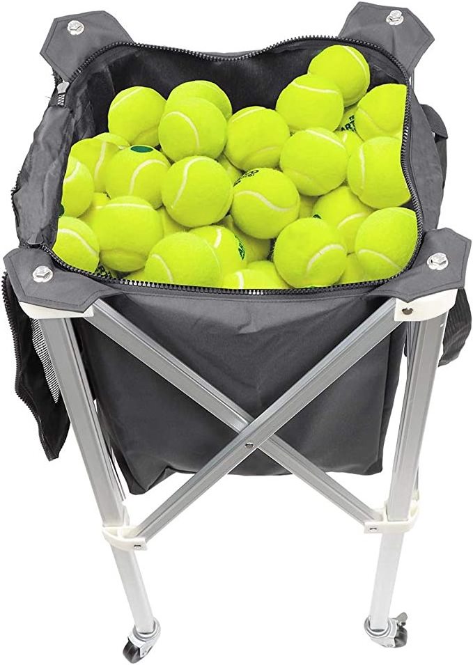 JTC06F Lower Price Portable Tennis Ball Hopper Basket, High Quality Tennis Ball Cart, Wheeled Baseball Tennis Ball Caddy