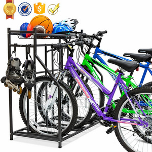 BSR04A Metal Stability Freestanding Bike Rack Organizer, 3 Bicycle Floor Parking Stand, Bike Storage Rack