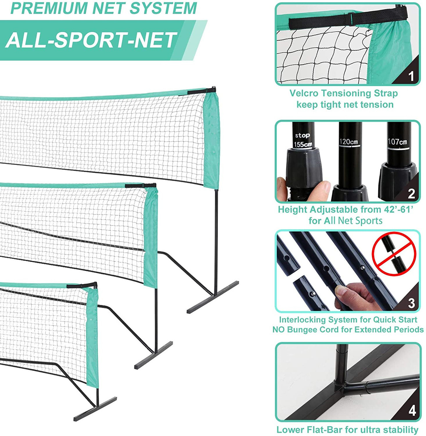 TN02A Customized Portable Professional High Post Beach Mini Kid Badminton Voetbal Football Tennis Net For Court