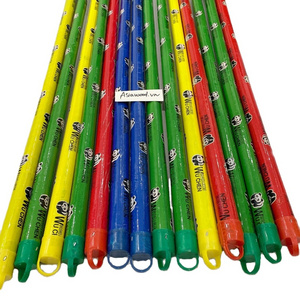 Wholesale Vietnam flower colorful coated wooden broom stick 120cm length colored PVC pipe, manufacturer plastic mop stick handle