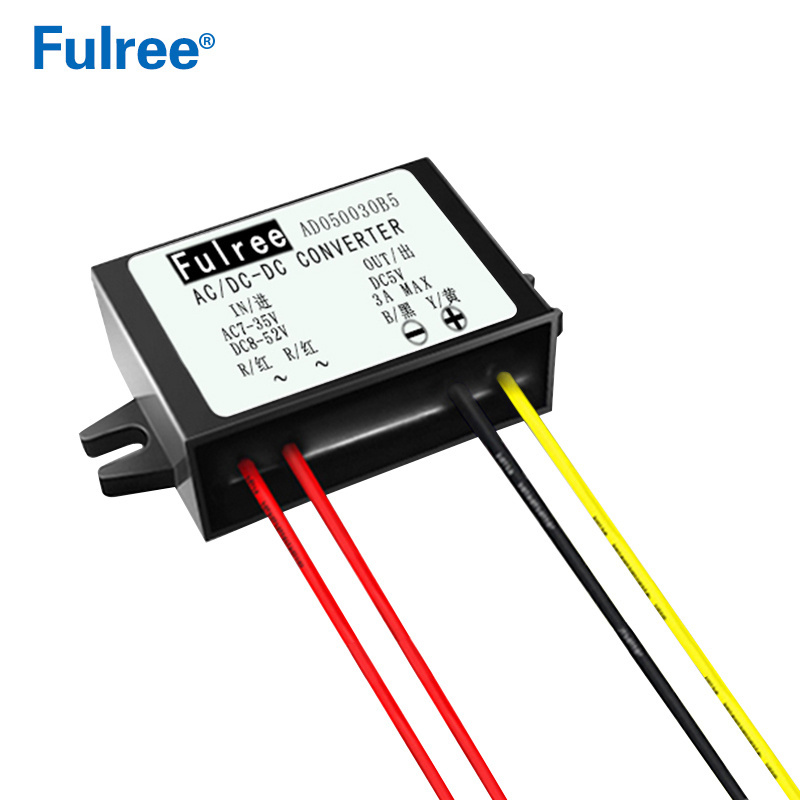 Fulree 12V 24V AC to 5V 3A DC Step Down Volt Converter 12Vac 24Vac to 5Vdc Buck Voltage GPS DVR Power Supply