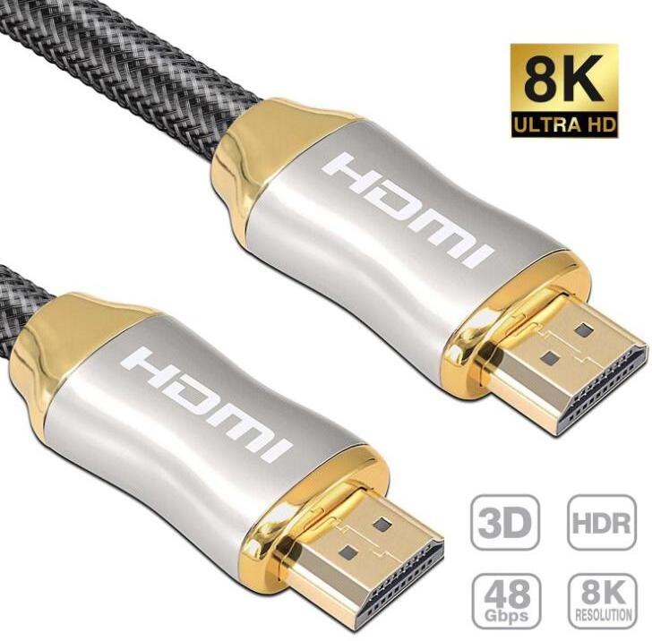 Customized 4K 8K 24K Gold Plated Metal Can 2.1 30AWG HDMI Cable