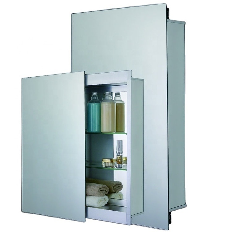 Aluminum Bathroom Cabinet with Sliding Mirror Door 25.6 inch x 18.9 inch