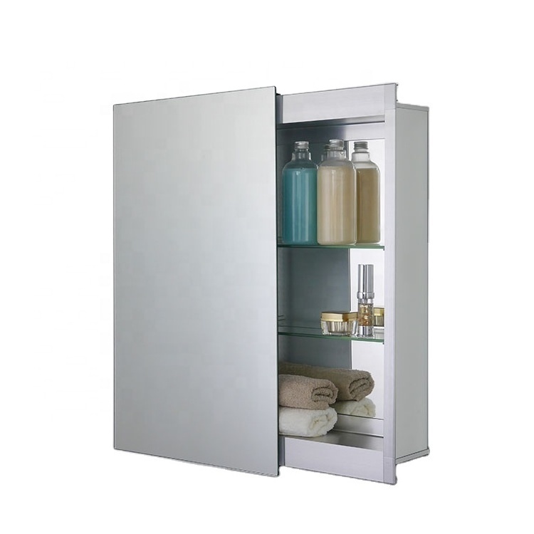 Aluminum Bathroom Cabinet with Sliding Mirror Door 25.6 inch x 18.9 inch