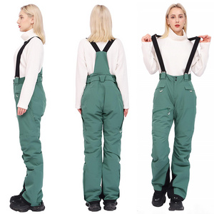 Winter Waterproof Breathable SKI Pants Detachable Suspenders Women's Snow Ski Insulated Bib Pants ski overall for Snowboarding