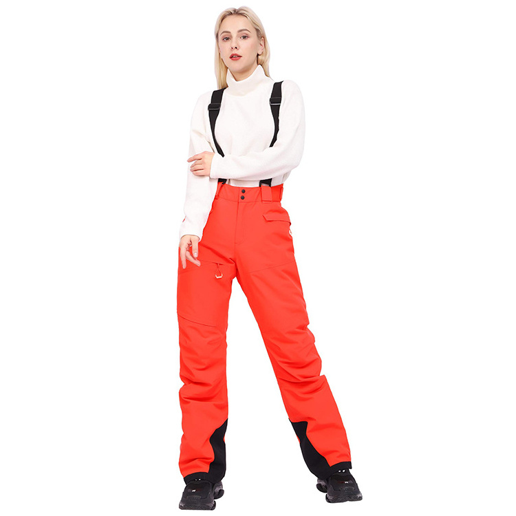 Winter Waterproof Breathable SKI Pants Detachable Suspenders Women's Snow Ski Insulated Bib Pants ski overall for Snowboarding