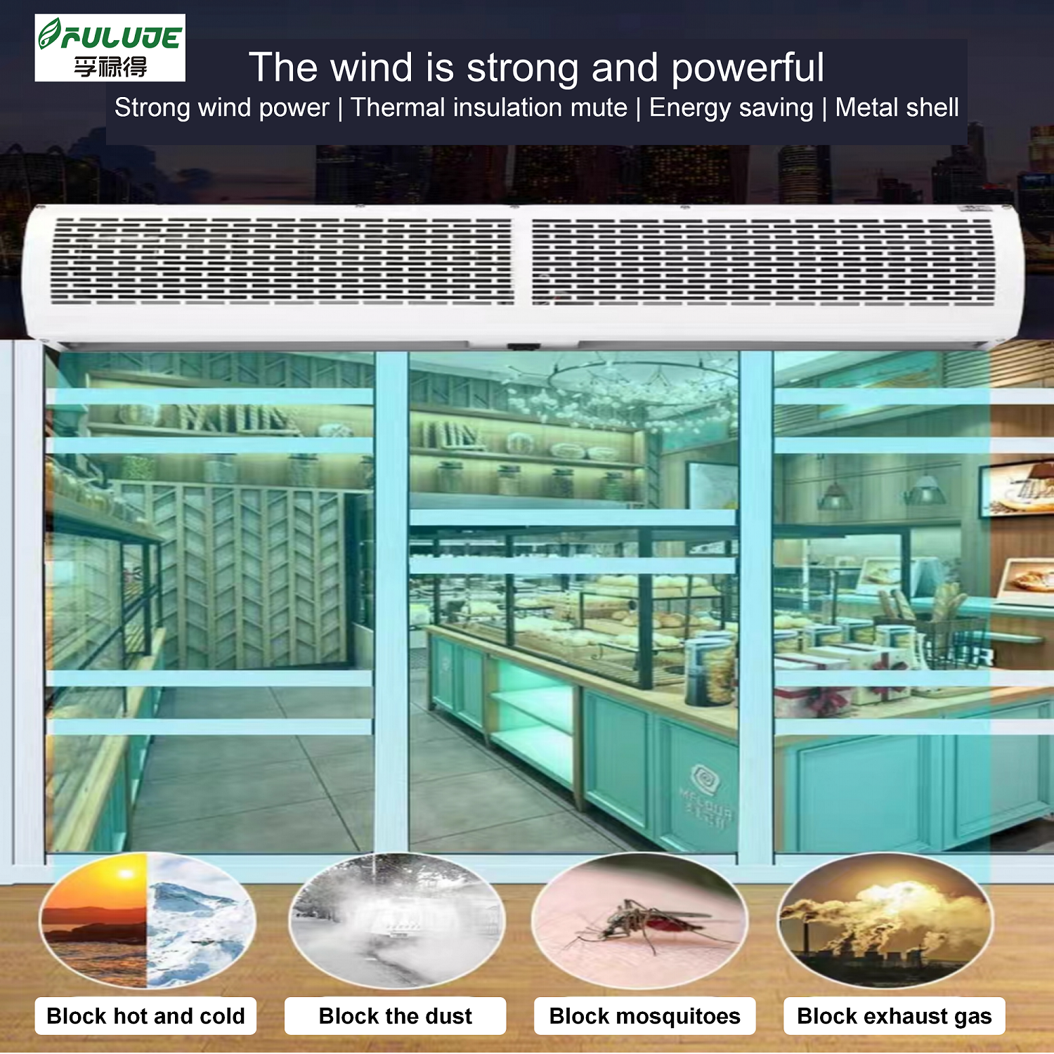 FULUDE  Machine length 600/900/1000/1200/1500/1800/2000mm Commercial use air curtain for door