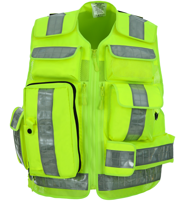 Reflective Safety Mesh Polyester Fluorescent Yellow First Aid Paramedic Vest