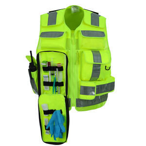 Reflective Safety Mesh Polyester Fluorescent Yellow First Aid Paramedic Vest