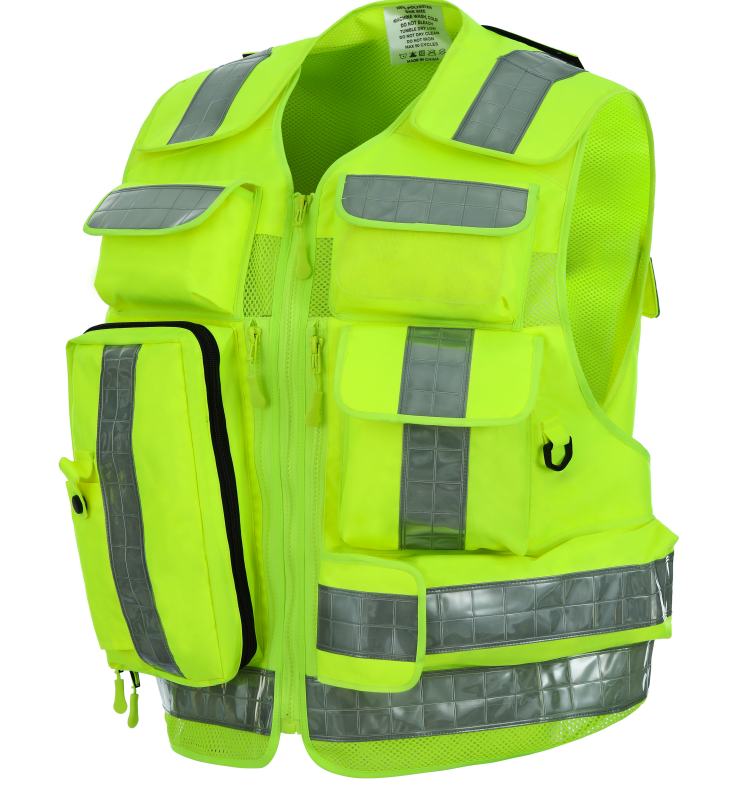 Reflective Safety Mesh Polyester Fluorescent Yellow First Aid Paramedic Vest