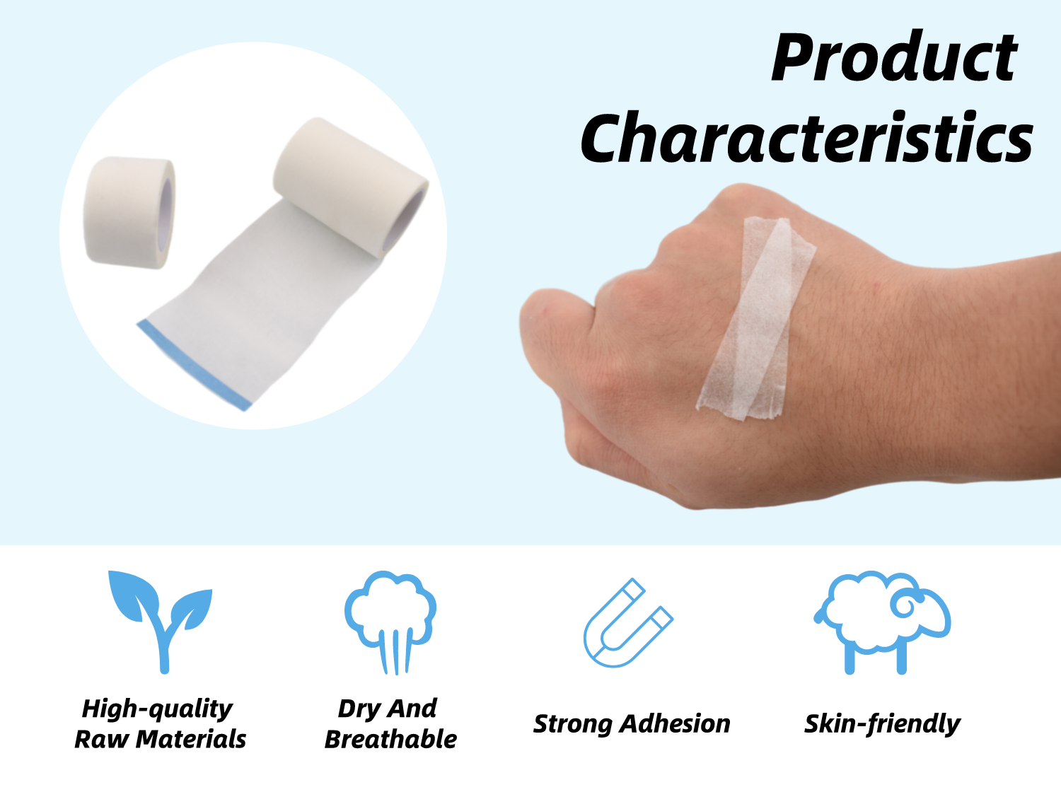 Premium Non-woven Medical paper wound dressing tape healthcare adhesive tape breathable fix micropore tape