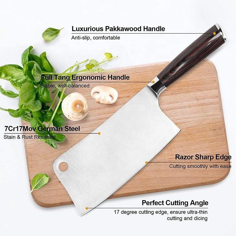 Custom Professional Butcher Stainless German Steel Chopper Cleaver Chef Knife