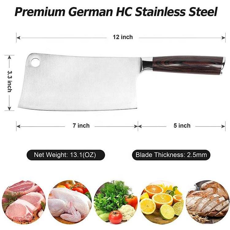 Custom Professional Butcher Stainless German Steel Chopper Cleaver Chef Knife