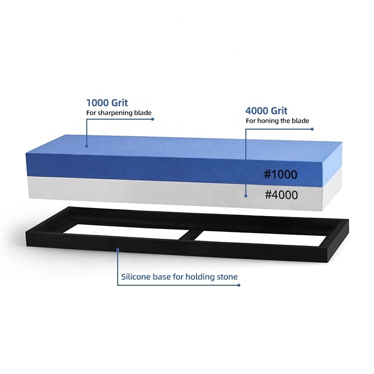 Whetstone Sharpening Stone 1000/4000 Grit - Knife Sharpener Stone - Waterstone Rubber Stone Holder Included