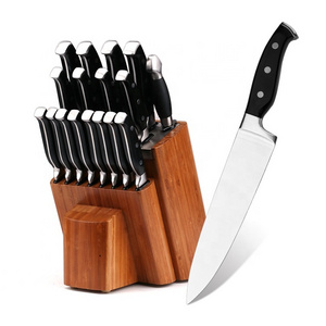 17 Piece  Kitchen Knife Set with Block and Sharpener Forged Triple Rivet Stainless Steel Knife Block Set