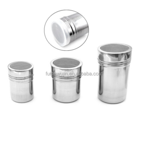 Stainless steel coffee powder shaker 200ml spice jar multi-size salt and pepper spice jar seasoning box 2pcs