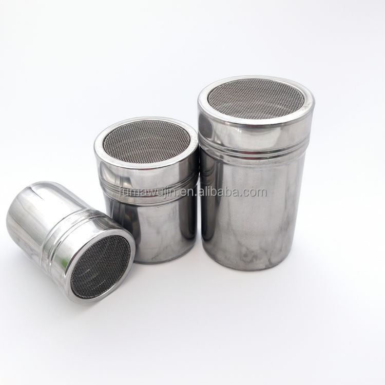 Stainless steel coffee powder shaker 200ml spice jar multi-size salt and pepper spice jar seasoning box 2pcs