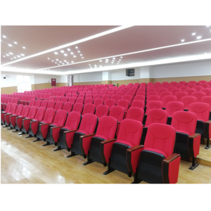 Durable fabric free standing tipup auditorium seat folding,wooden school church seat auditorium chair with back writing table