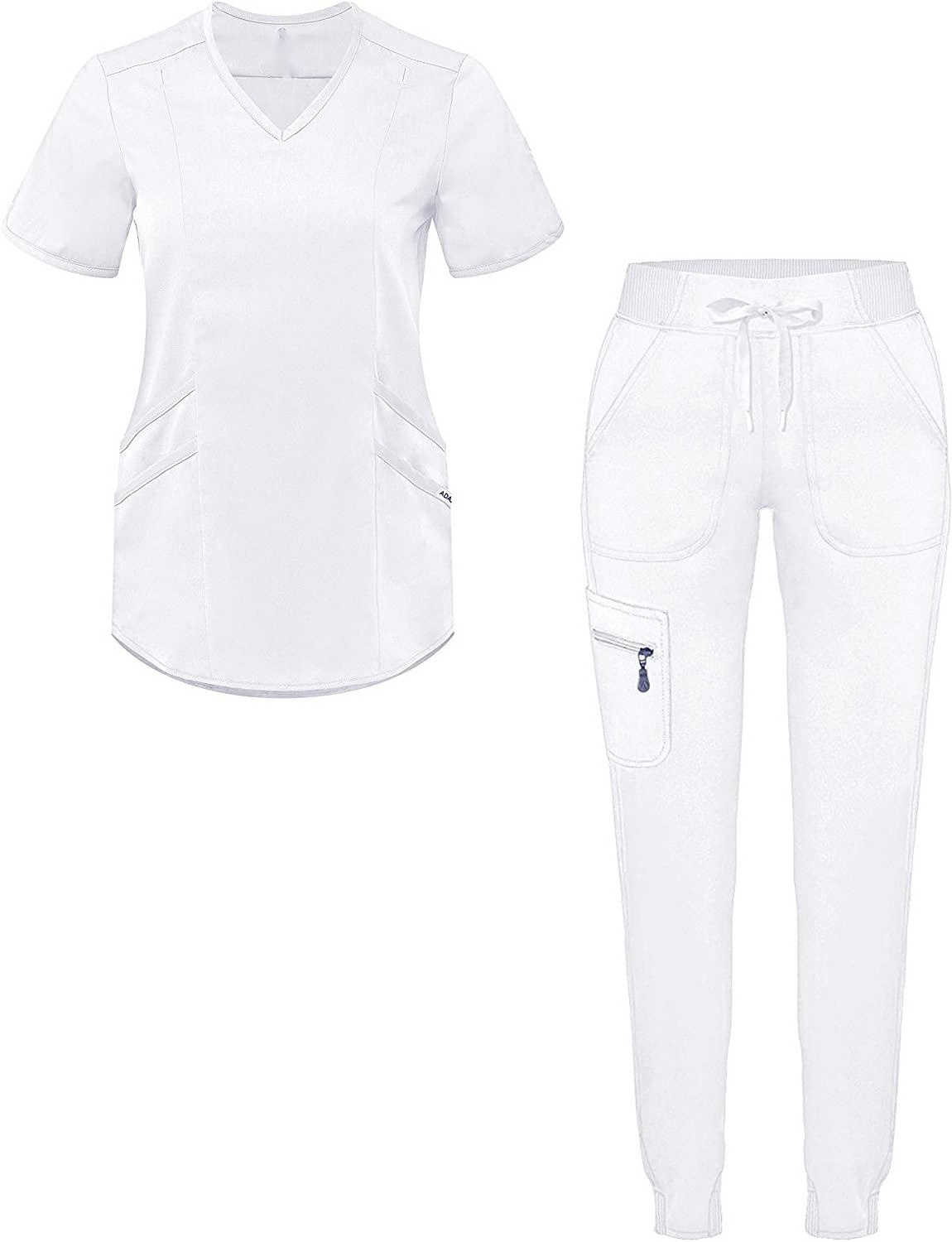 High Quality Fashionable Custom V-neck Stretchy Women Hospital Uniforms Scrubs Medical Nursing Uniforms Sets Dental Scrubs