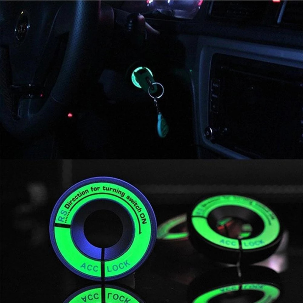 3D Gel Glow Key Ring Sticker Luminous Ignition Switch Cover Circle Light Decoration Universal Auto Key Fluorescent Circle